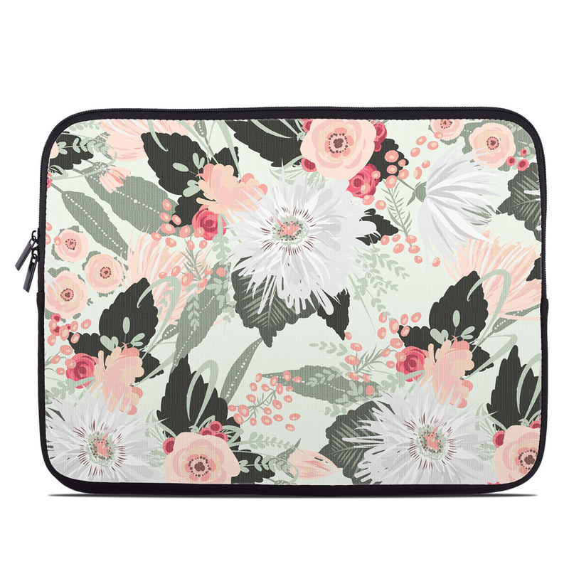 Laptop Sleeve design of Pattern, Pink, Floral design, Design, Textile, Wrapping paper, Plant, Peach, Flower, with green, red, white, pink colors