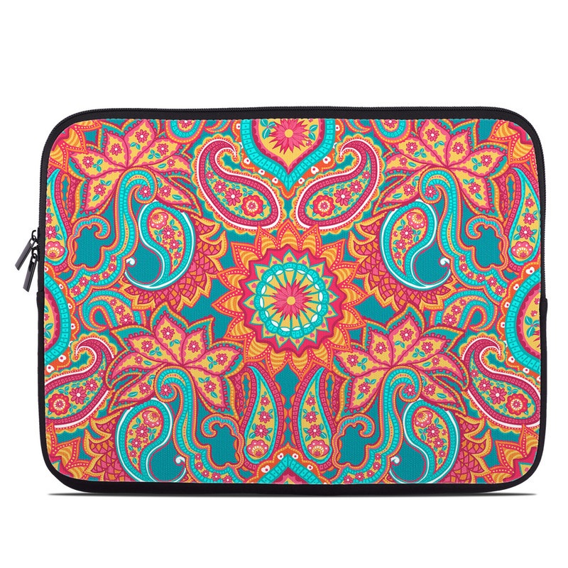Laptop Sleeve design of Pattern, Paisley, Motif, Visual arts, Design, Art, Textile, Psychedelic art with orange, yellow, blue, red colors