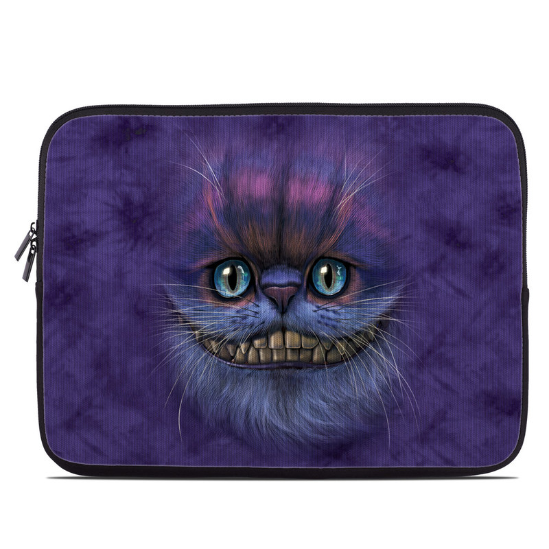 Laptop Sleeve design of Cat, Whiskers, Felidae, Small to medium-sized cats, Snout, Eye, Illustration, Ojos azules, Black cat, Carnivore with purple, blue colors