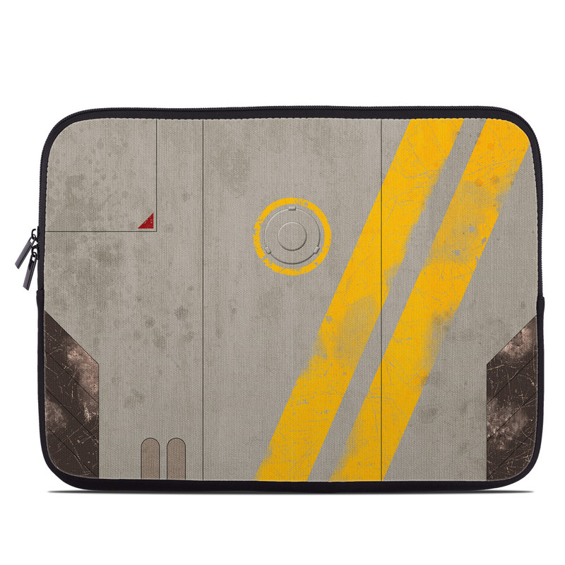 Laptop Sleeve design of Yellow, Wall, Line, Orange, Design, Concrete, Font, Architecture, Parallel, Wood with gray, yellow, red, black colors