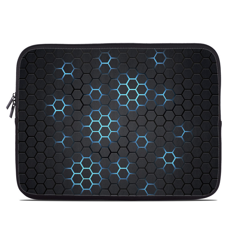 Laptop Sleeve design of Pattern, Water, Design, Circle, Metal, Mesh, Sphere, Symmetry with black, gray, blue colors