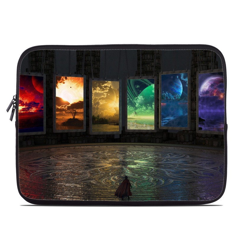 Laptop Sleeve design of Light, Lighting, Water, Sky, Technology, Night, Art, Geological phenomenon, Electronic device, Glass, with black, red, green, blue colors