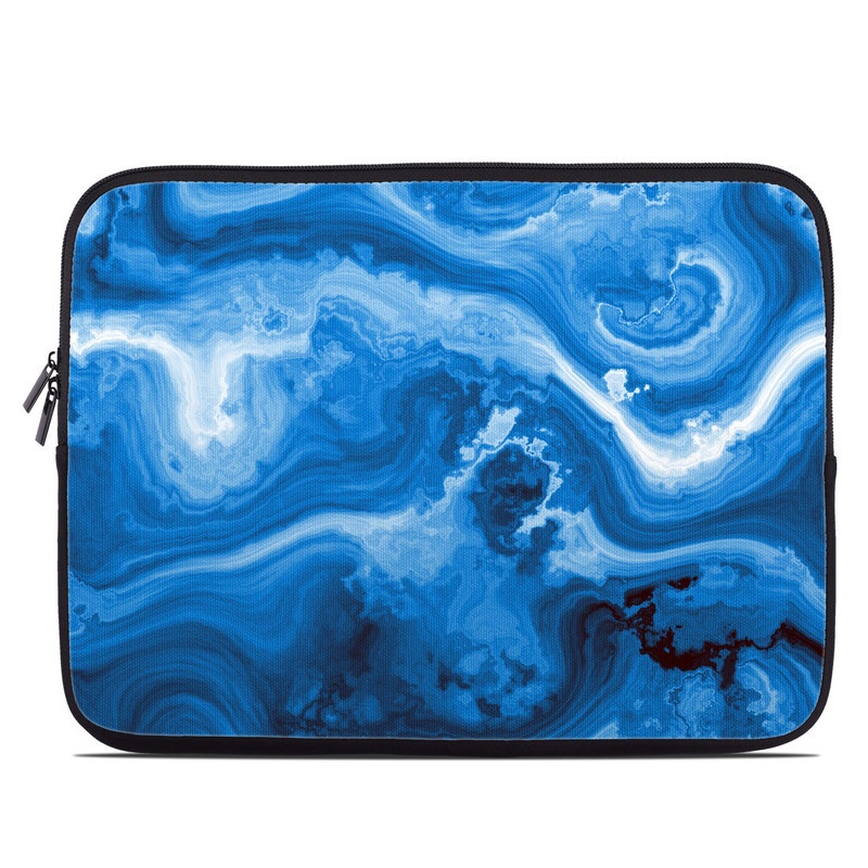 Laptop Sleeve design of Blue, Water, Aqua, Azure, Turquoise, Pattern, Liquid, Wave, Electric blue, Design with blue, white, black colors