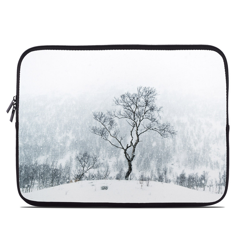Laptop Sleeve design of Snow, Winter, Tree, Nature, White, Sky, Atmospheric phenomenon, Natural landscape, Freezing, Blizzard, with white, gray, black colors