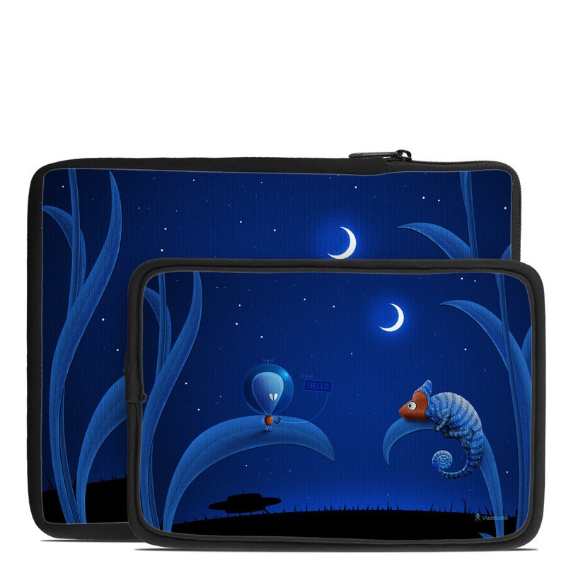 Tablet Sleeve design of Organism, Astronomical object, Space, Illustration, Night, Graphics with black, blue, orange colors