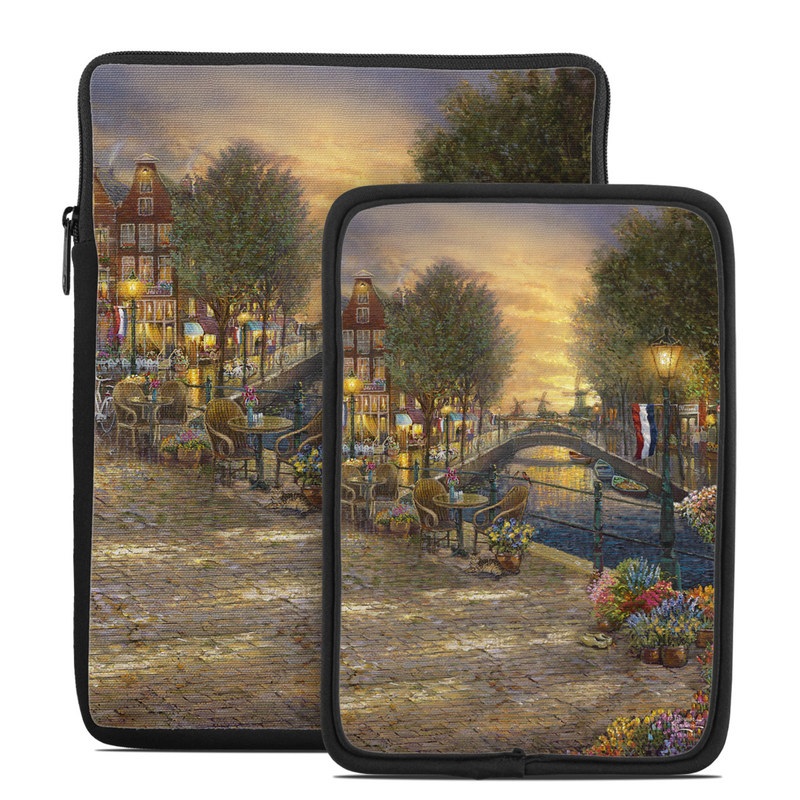 Tablet Sleeve design of Bicycle, Tire, Wheel, Plant, Bicycle wheel, Sky, Lighting, Tree, Biome, Leisure with yellow, gray, brown, yellow, red, blue, green, purple colors