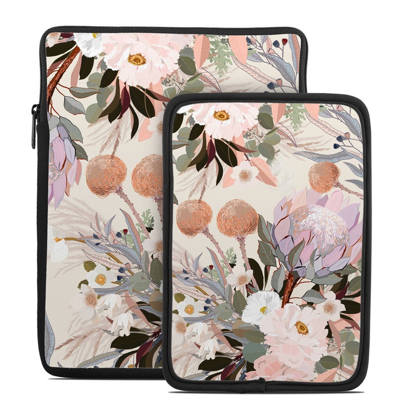 Tablet Sleeve design of Flower, Floral design, Watercolor paint, Plant, Spring, Branch, Flower Arranging, Lilac, Floristry, Petal with pink, purple, green, brown, white, yellow, black colors