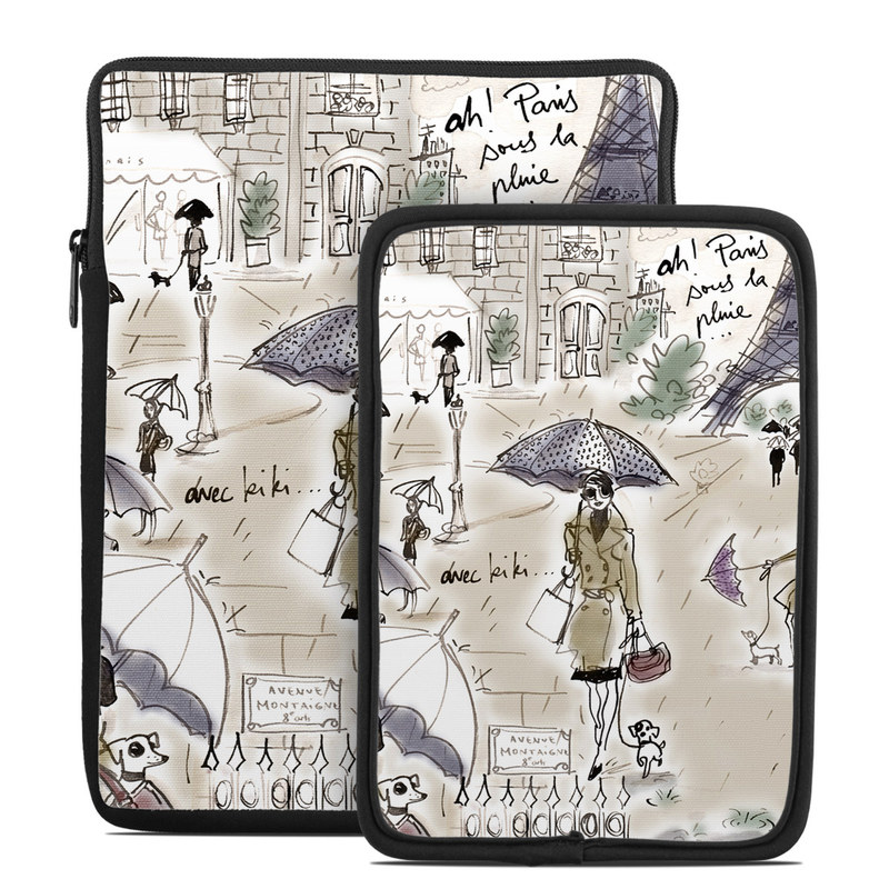 Tablet Sleeve design of Cartoon, Umbrella, Illustration, Organism, Art, Fiction, Fictional character, with brown, gray, purple colors