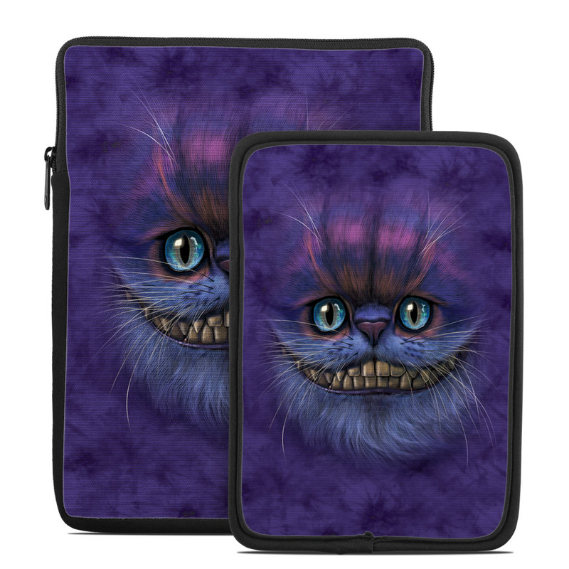 Tablet Sleeve design of Cat, Whiskers, Felidae, Small to medium-sized cats, Snout, Eye, Illustration, Ojos azules, Black cat, Carnivore with purple, blue colors