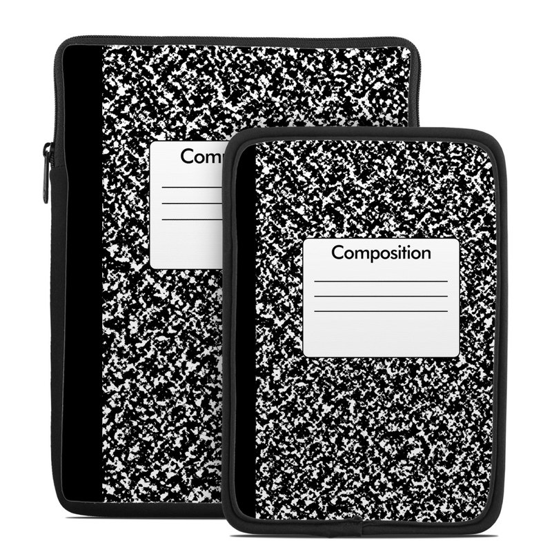 Tablet Sleeve design of Text, Font, Line, Pattern, Black-and-white, Illustration, with black, gray, white colors
