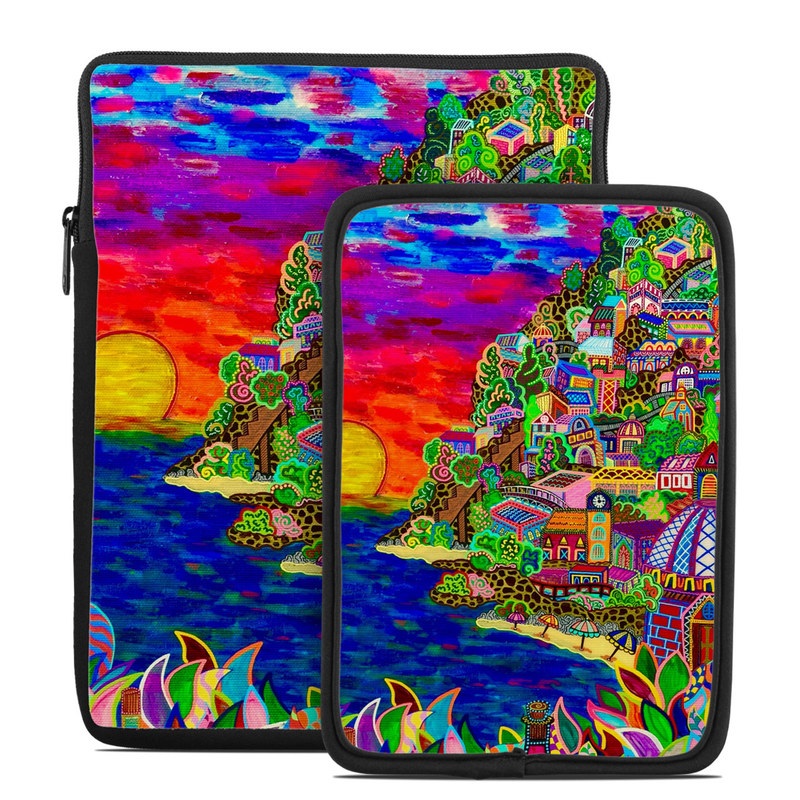 Tablet Sleeve design of Art, Modern art, Visual arts, Painting with red, blue, yellow, purple, white, green, orange colors