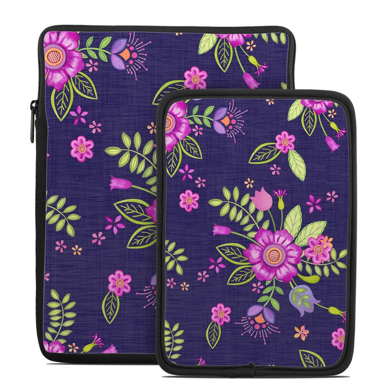 Tablet Sleeve design of Pink, Pattern, Magenta, Purple, Violet, Floral design, Lilac, Textile, Visual arts, Pedicel, with black, gray, purple, green, blue colors