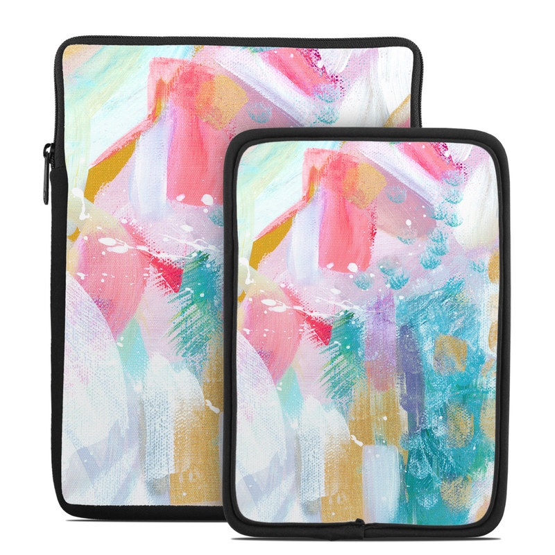 Tablet Sleeve design of Colorfulness, Art paint, Paint, Pink, Creative arts, Art, Aqua, Magenta, Tints and shades, Font, with white, blue, pink, purple, green, yellow colors