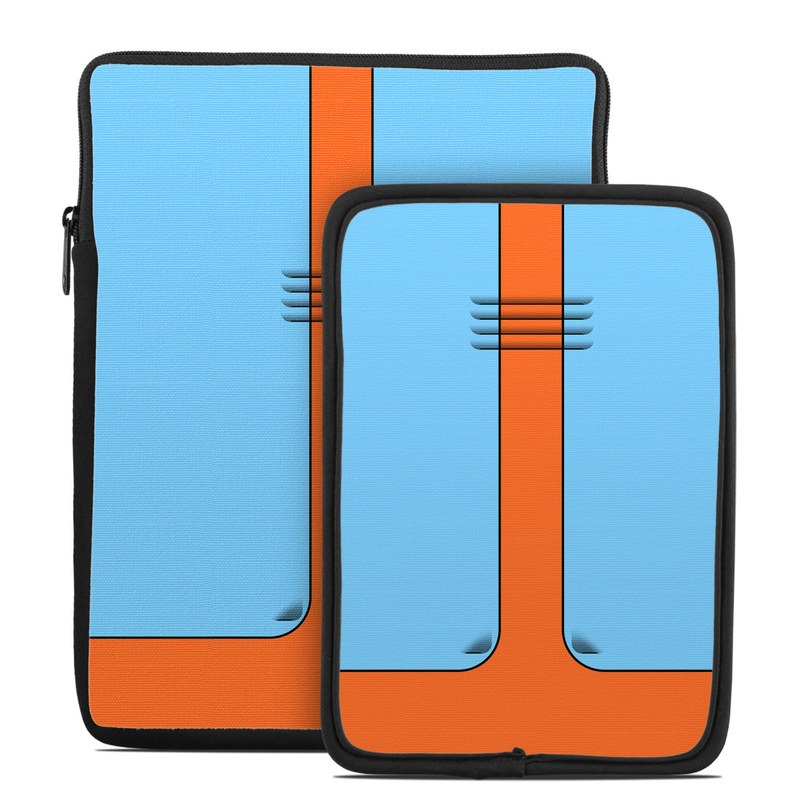 Tablet Sleeve design of Line with blue, orange, black colors