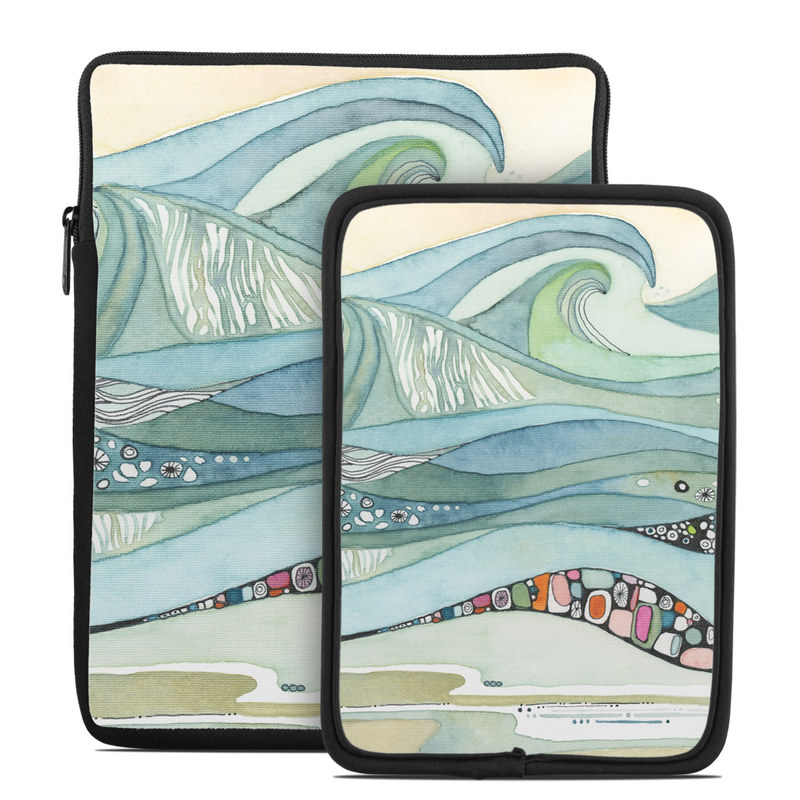 Tablet Sleeve design of Line, Illustration, Art with blue, green, orange, pink, black, white, yellow colors