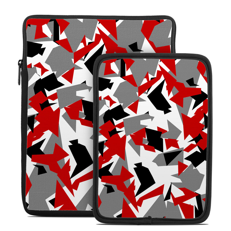 Tablet Sleeve design of Red, Pattern, Font, Design, Textile, Carmine, Illustration, Flag, Crowd with red, white, black, gray colors