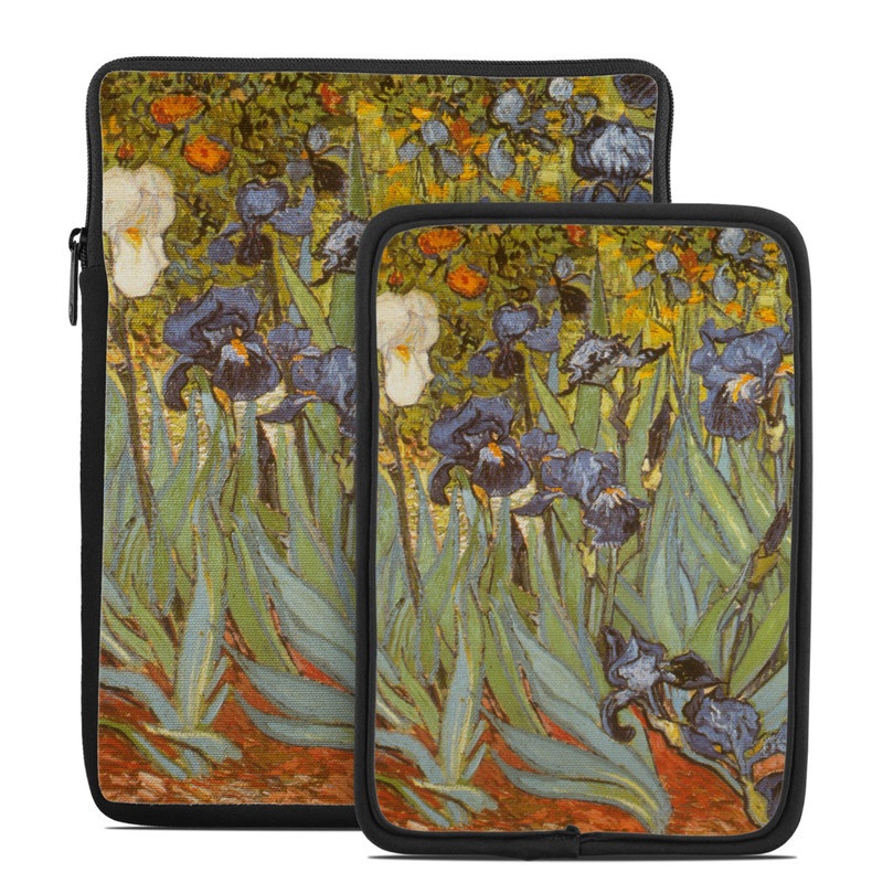 Tablet Sleeve design of Painting, Plant, Art, Flower, Iris, Modern art, Perennial plant with gray, green, black, red, blue colors