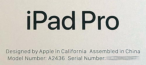 iPad model number behind device